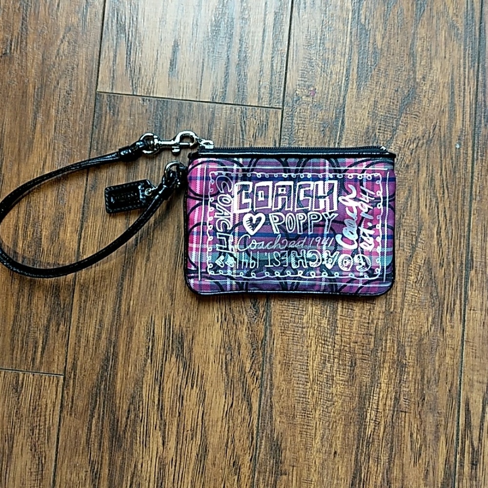 Coach puppy collection Tartan wristlet